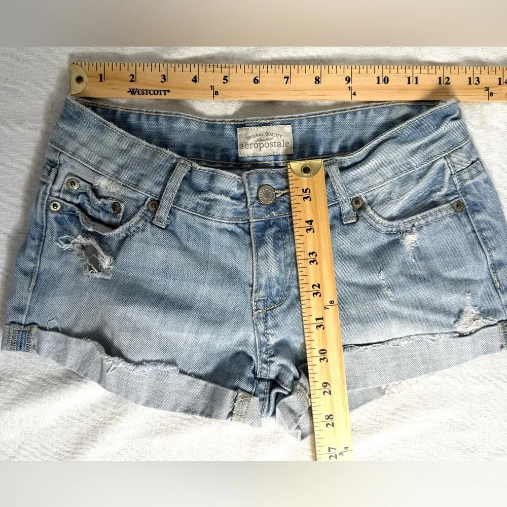Aeropostale Blue Jean Shorts Distressed size 0 - Picture 6 of 10